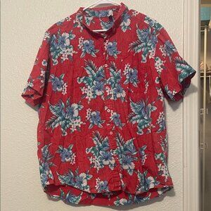 Mens red Hawaiian floral shirt